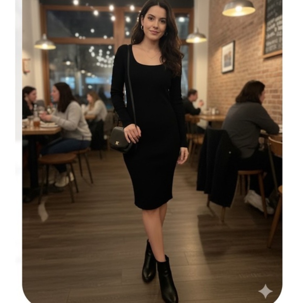 J. Crew Black Long Sleeve Knit Dress